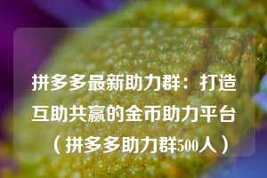 拼多多最新助力群：打造互助共赢的金币助力平台（拼多多助力群500人）  第1张