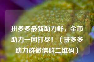 拼多多最新助力群，金币助力一网打尽！（拼多多助力群微信群二维码）  第1张