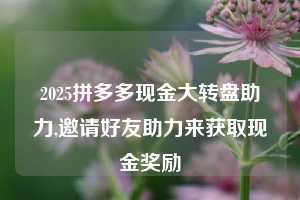 2025拼多多现金大转盘助力,邀请好友助力来获取现金奖励  拼多多助力 拼多多推金币 拼多多推金币助力 拼多多助力平台 拼多多助力项目 拼多多助力网站 赚钱项目 暑假赚钱项目 拼多多赚钱 第1张