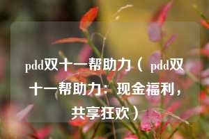 pdd双十一帮助力（ pdd双十一帮助力：现金福利，共享狂欢）  第1张